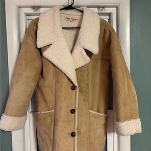 Free People Diogo Sherpa tan and cream coat